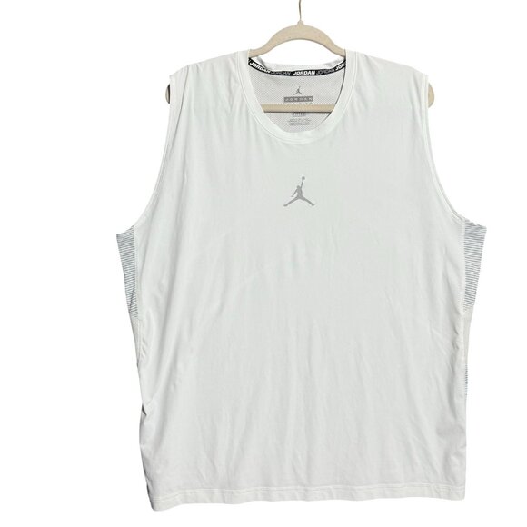 Jordan Sleeveless Logo Training Dri-Fit Fitted Shirt Men's XXL White Summer - Picture 1 of 7
